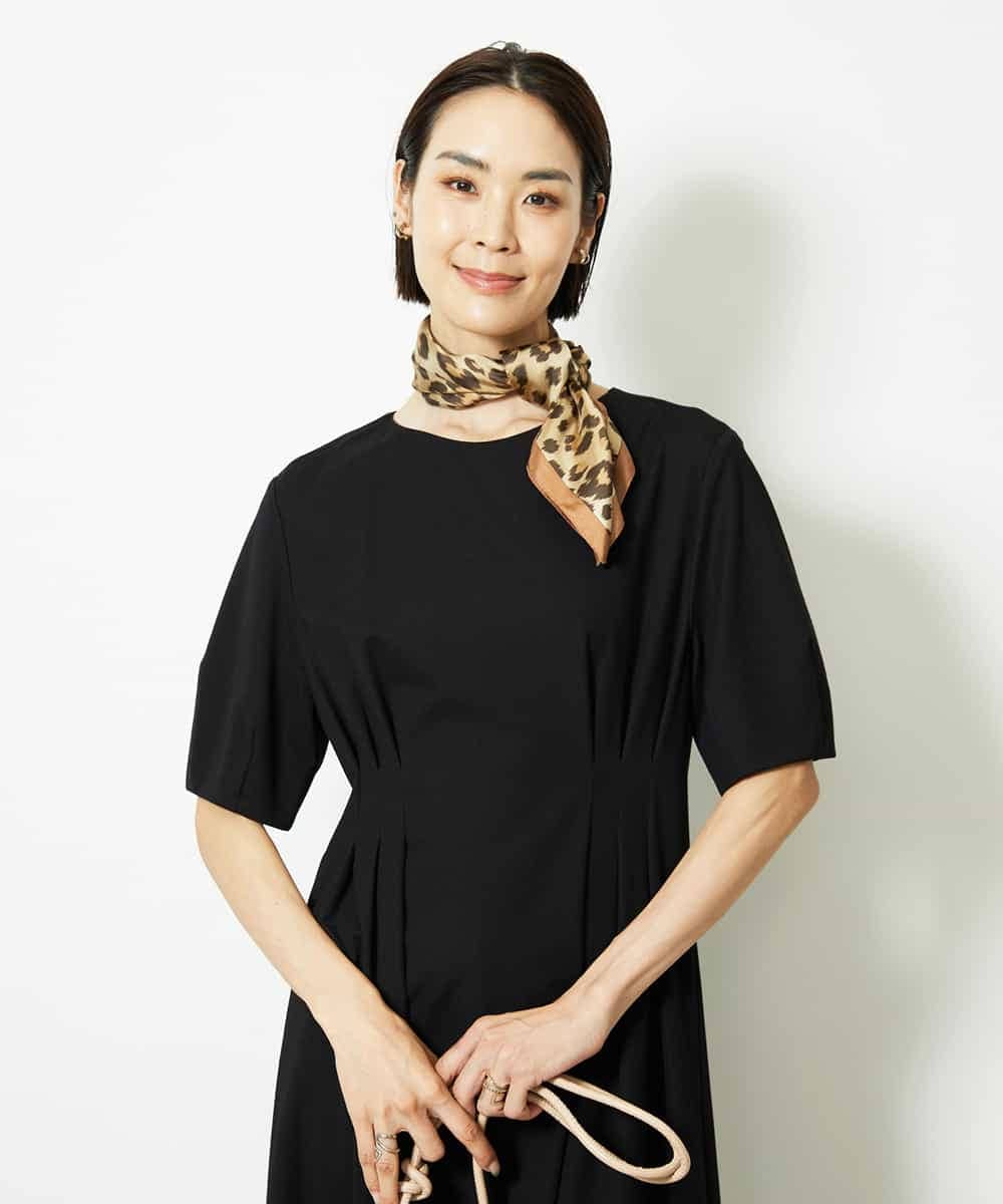 FMEJA04290 MICHEL KLEIN(ミッシェルクラン) ストレッチカットワンピース ブルー