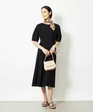 FMEJA04290 MICHEL KLEIN(ミッシェルクラン) ストレッチカットワンピース ブルー