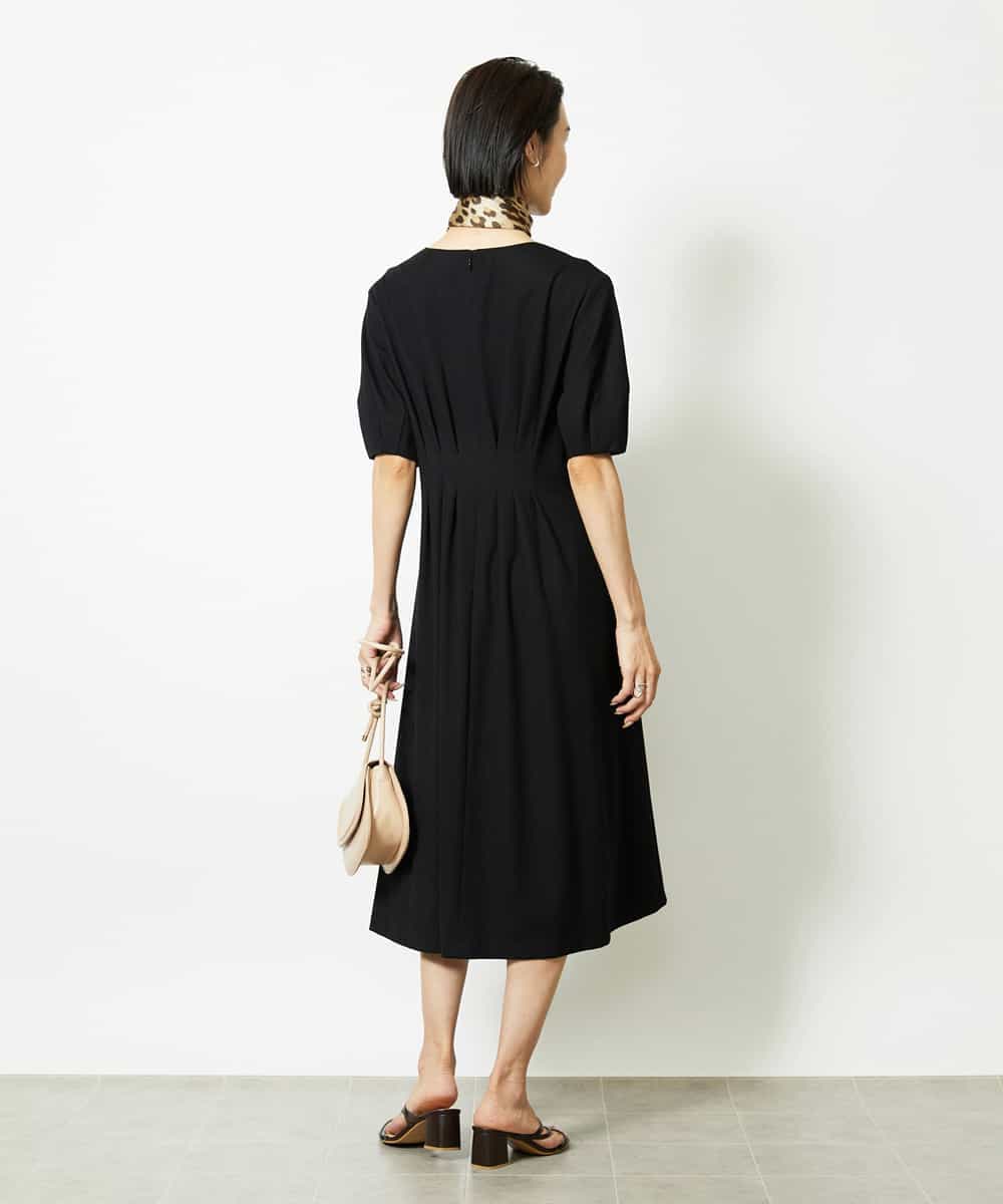 FMEJA04290 MICHEL KLEIN(ミッシェルクラン) ストレッチカットワンピース ブルー