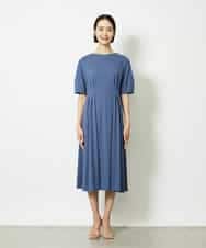 FMEJA04290 MICHEL KLEIN(ミッシェルクラン) ストレッチカットワンピース ブルー