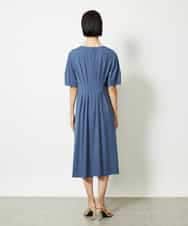 FMEJA04290 MICHEL KLEIN(ミッシェルクラン) ストレッチカットワンピース ブルー