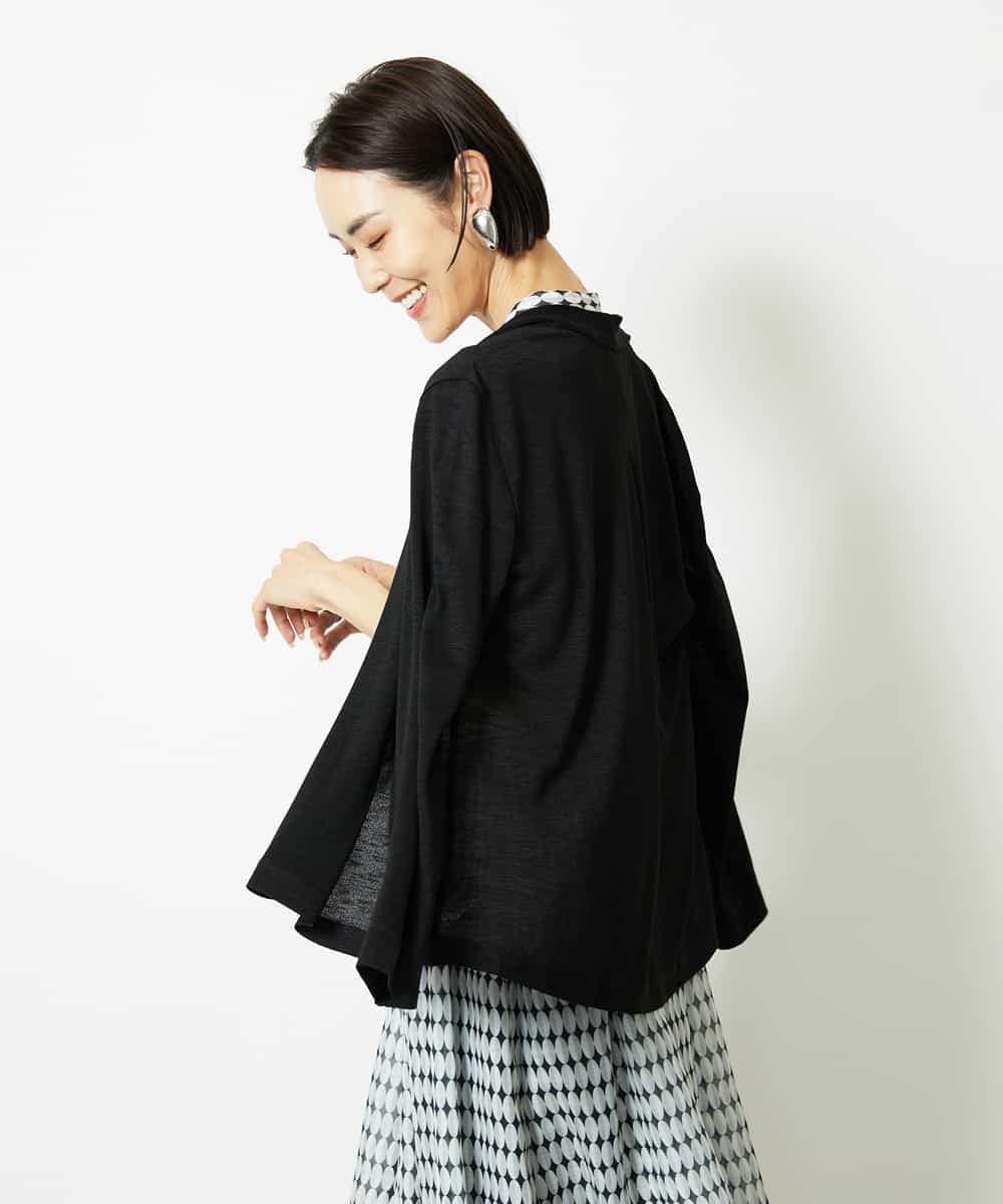 FMEJA10360 MICHEL KLEIN(ミッシェルクラン) ジオメトリック柄ワンピース ブラック