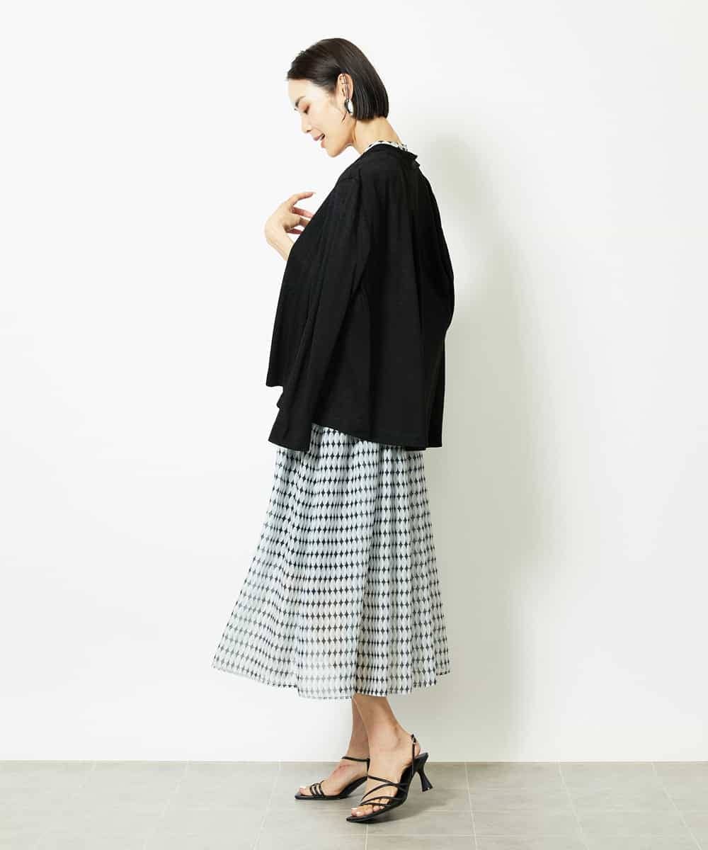 FMEJA10360 MICHEL KLEIN(ミッシェルクラン) ジオメトリック柄ワンピース ブラック