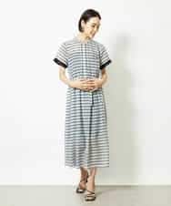 FMEJA10360 MICHEL KLEIN(ミッシェルクラン) ジオメトリック柄ワンピース ブラック