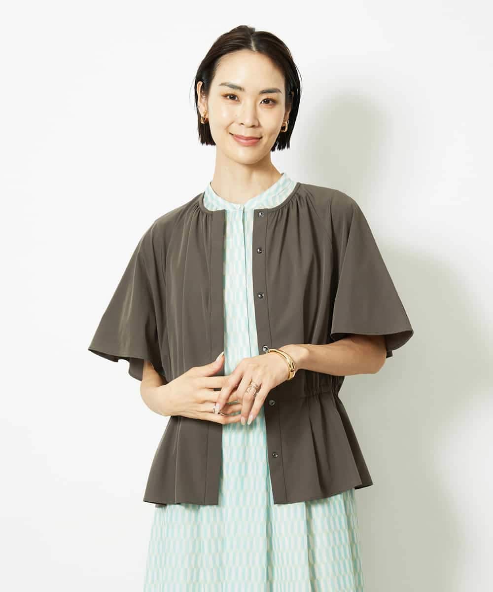 FMEJA10360 MICHEL KLEIN(ミッシェルクラン) ジオメトリック柄ワンピース ブラック