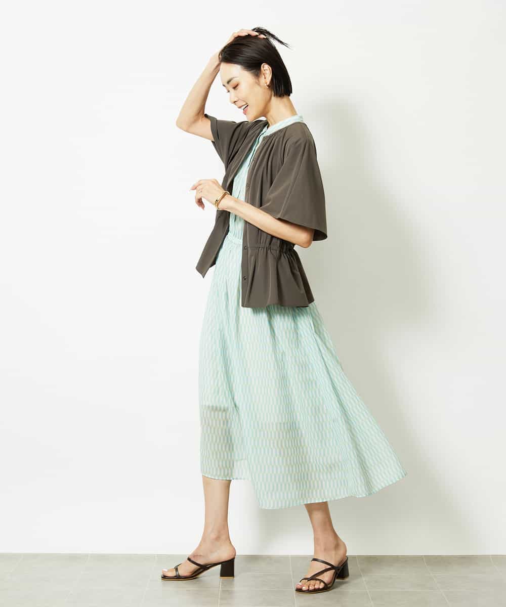 FMEJA10360 MICHEL KLEIN(ミッシェルクラン) ジオメトリック柄ワンピース ブラック