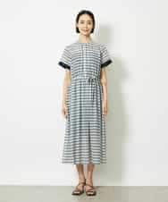 FMEJA10360 MICHEL KLEIN(ミッシェルクラン) ジオメトリック柄ワンピース ブラック