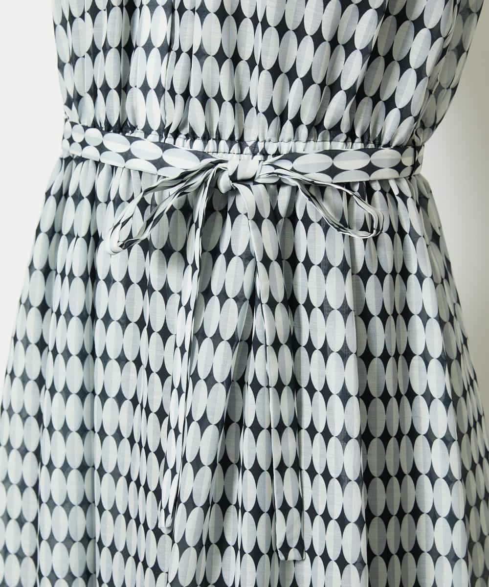 FMEJA10360 MICHEL KLEIN(ミッシェルクラン) ジオメトリック柄ワンピース ブラック
