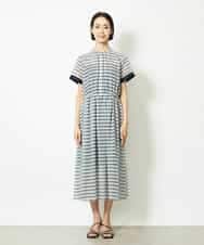 FMEJA10360 MICHEL KLEIN(ミッシェルクラン) ジオメトリック柄ワンピース ブラック