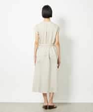 FMEJB02270 MICHEL KLEIN(ミッシェルクラン) ストライプギャザーワンピース ベージュ