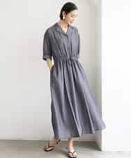 FMEJD02380 MICHEL KLEIN(ミッシェルクラン) デニムライクシャツワンピース ネイビー