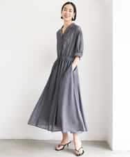 FMEJD02380 MICHEL KLEIN(ミッシェルクラン) デニムライクシャツワンピース ネイビー
