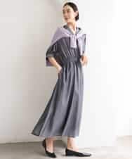 FMEJD02380 MICHEL KLEIN(ミッシェルクラン) デニムライクシャツワンピース ネイビー