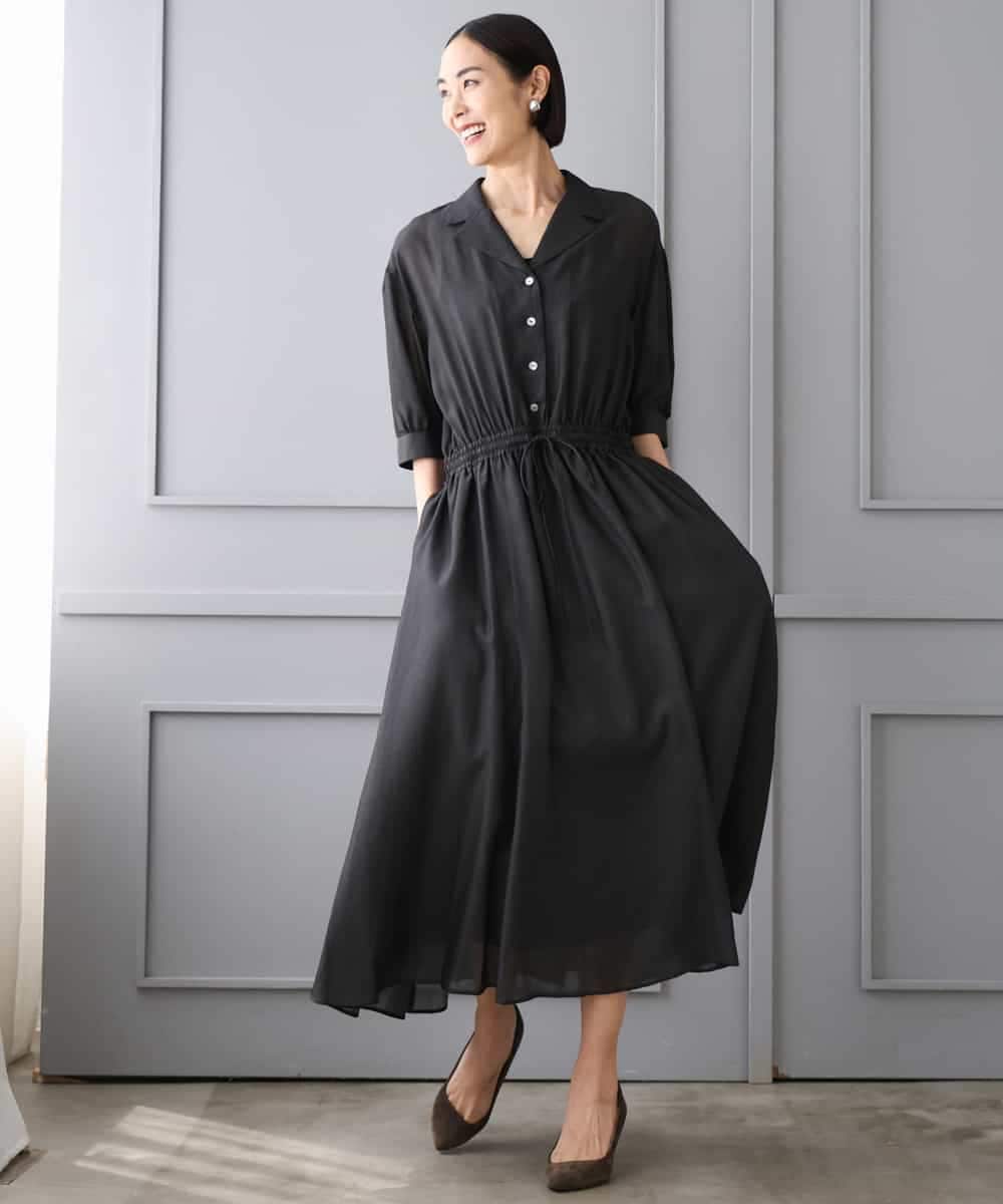 FMEJD02380 MICHEL KLEIN(ミッシェルクラン) デニムライクシャツワンピース ネイビー