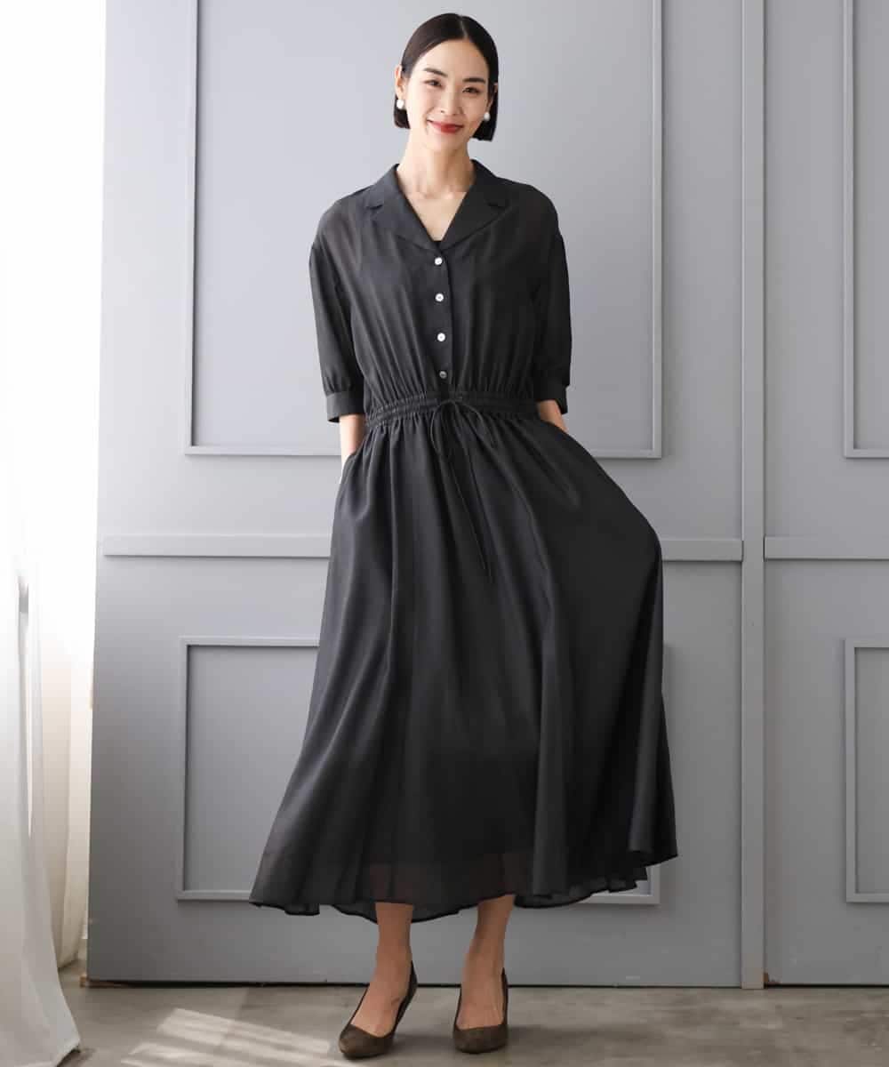 FMEJD02380 MICHEL KLEIN(ミッシェルクラン) デニムライクシャツワンピース ネイビー