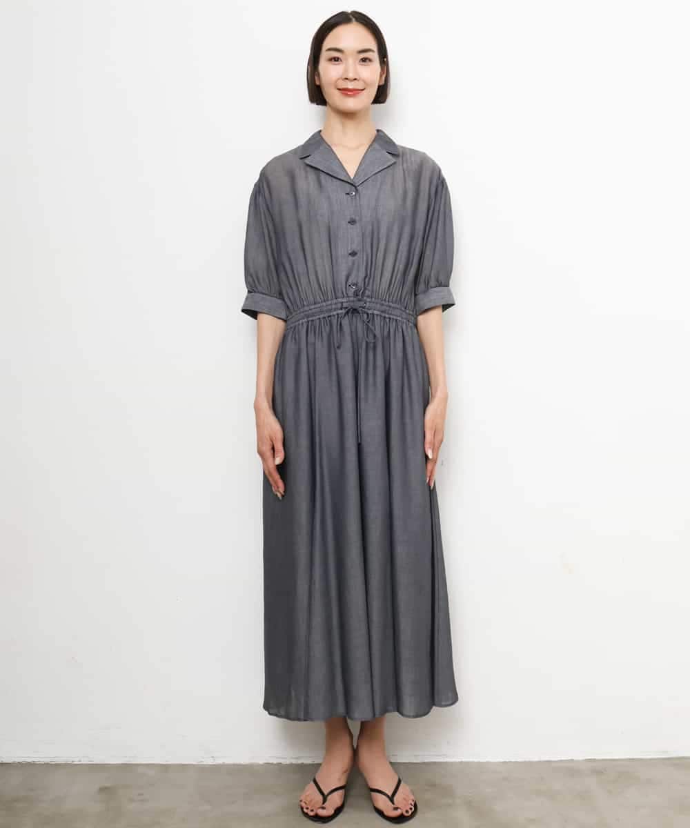 FMEJD02380 MICHEL KLEIN(ミッシェルクラン) デニムライクシャツワンピース ネイビー