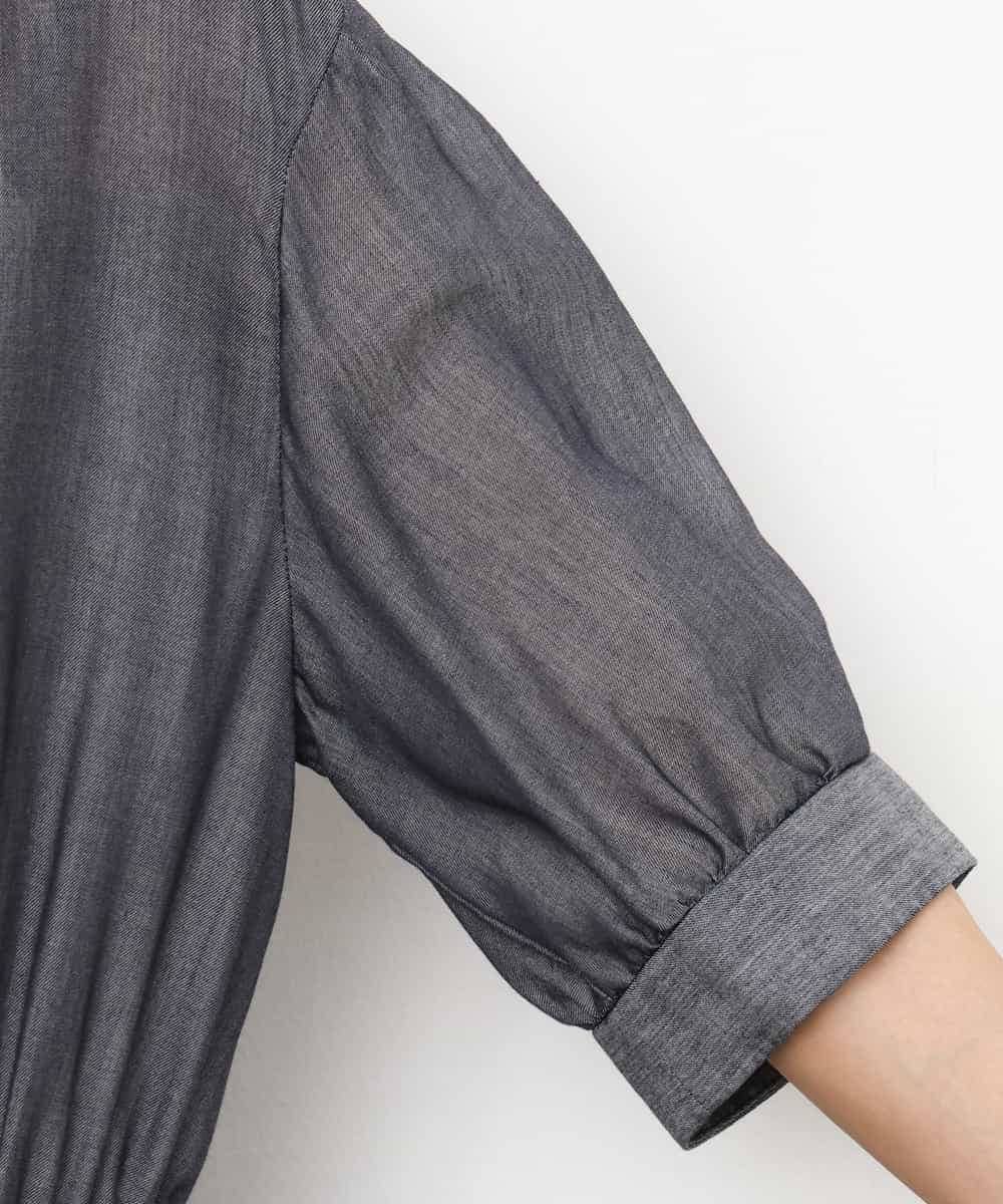 FMEJD02380 MICHEL KLEIN(ミッシェルクラン) デニムライクシャツワンピース ネイビー