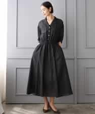 FMEJD02380 MICHEL KLEIN(ミッシェルクラン) デニムライクシャツワンピース ブラック