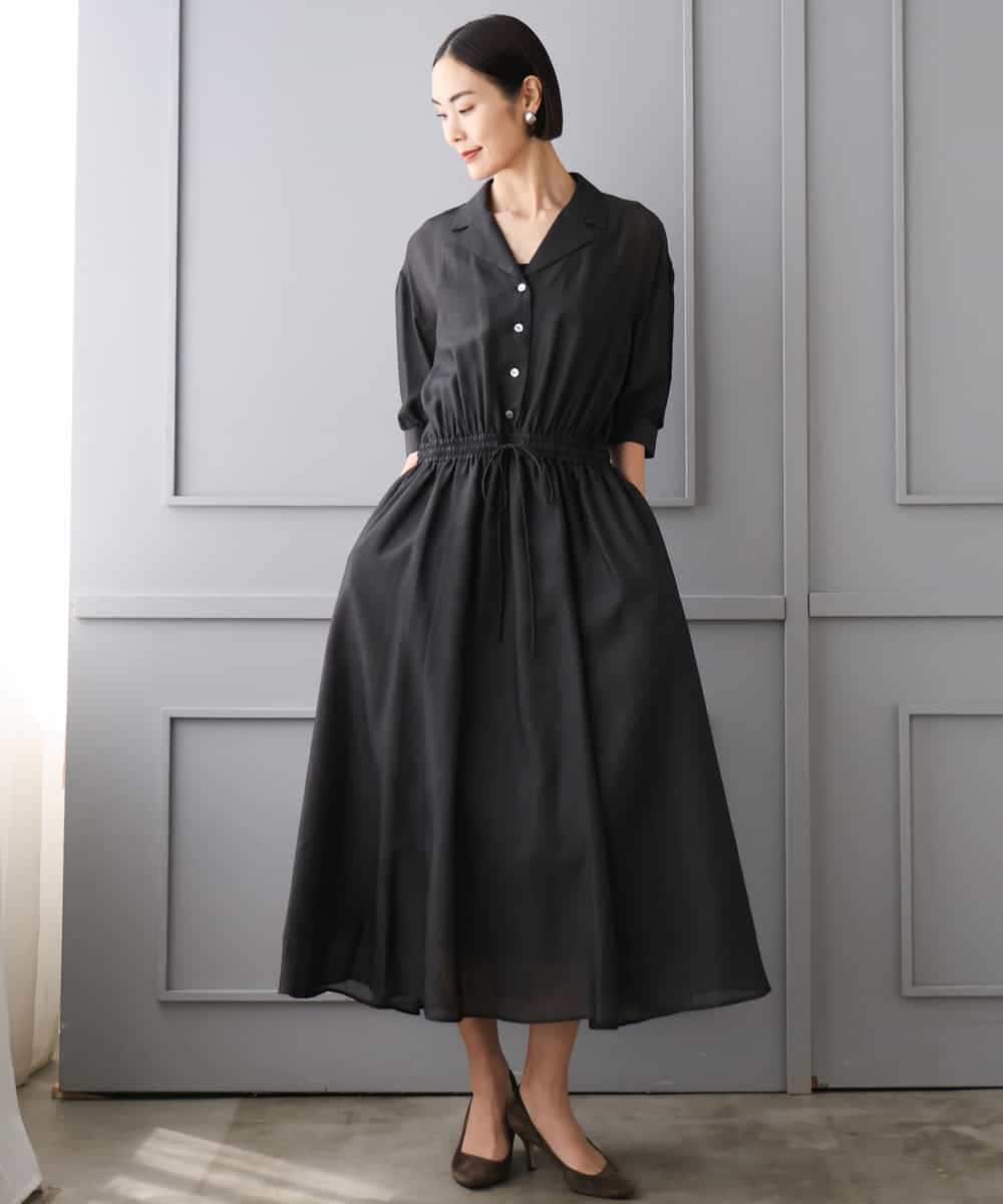 FMEJD02380 MICHEL KLEIN(ミッシェルクラン) デニムライクシャツワンピース ブラック