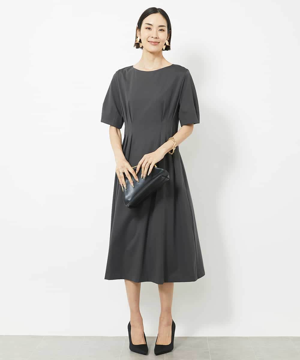 FMEJV04290 MICHEL KLEIN(ミッシェルクラン) ストレッチカットソーワンピース ダークグレー(93)