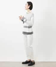 FMFAA03140 MICHEL KLEIN(ミッシェルクラン) ボトルネックボーダーニット グレー系