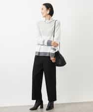 FMFAA03140 MICHEL KLEIN(ミッシェルクラン) ボトルネックボーダーニット グレー系