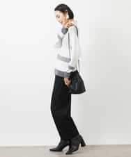 FMFAA03140 MICHEL KLEIN(ミッシェルクラン) ボトルネックボーダーニット グレー系