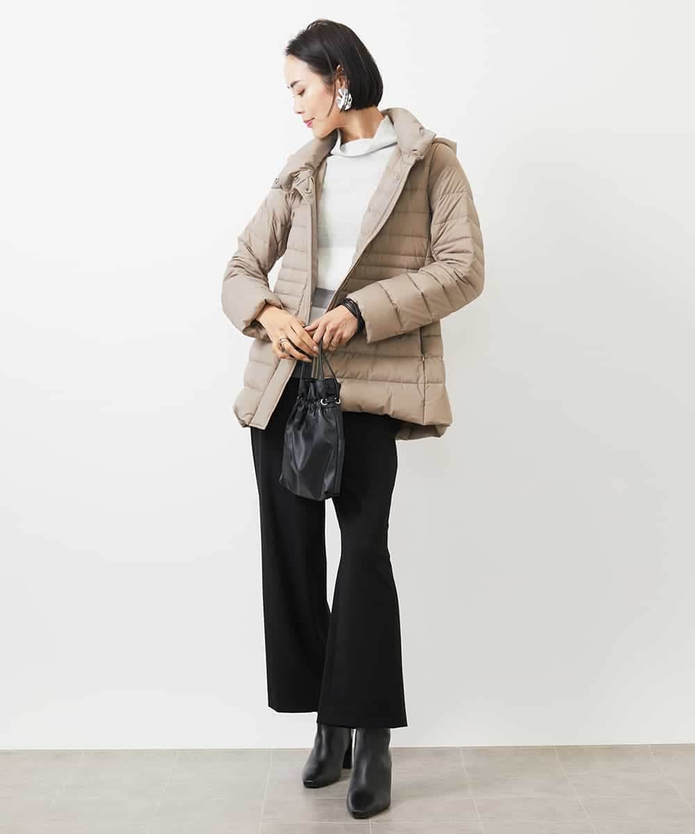 FMFAA03140 MICHEL KLEIN(ミッシェルクラン) ボトルネックボーダーニット グレー系
