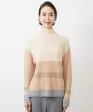 FMFAA03140 MICHEL KLEIN(ミッシェルクラン) ボトルネックボーダーニット グレー系