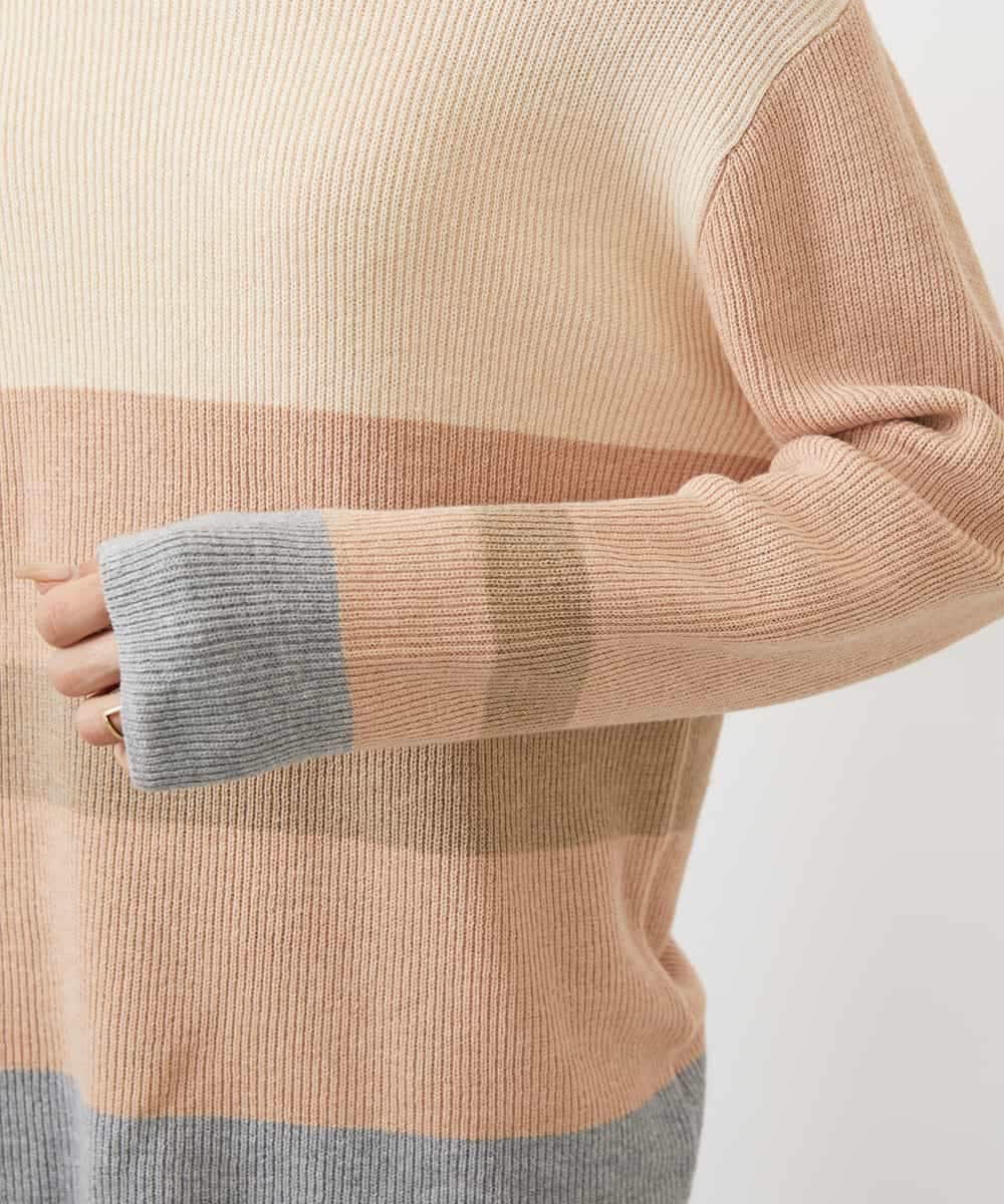 FMFAA03140 MICHEL KLEIN(ミッシェルクラン) ボトルネックボーダーニット グレー系