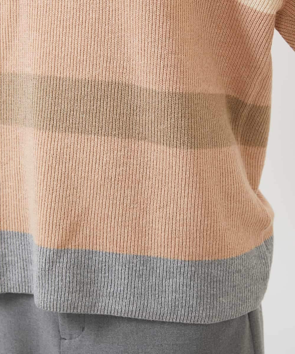 FMFAA03140 MICHEL KLEIN(ミッシェルクラン) ボトルネックボーダーニット グレー系