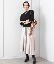 FMFAA15190 MICHEL KLEIN(ミッシェルクラン) ホールガーメント(R)ボトルネックニット ブラック×ベージュ