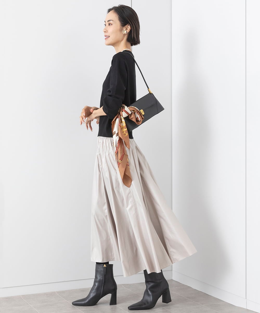FMFAA15190 MICHEL KLEIN(ミッシェルクラン) ホールガーメント(R)ボトルネックニット ブラック×ベージュ