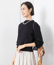 FMFAA15190 MICHEL KLEIN(ミッシェルクラン) ホールガーメント(R)ボトルネックニット ブラック×ベージュ