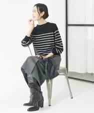 FMFAA15190 MICHEL KLEIN(ミッシェルクラン) ホールガーメント(R)ボトルネックニット ブラック×ベージュ