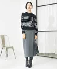 FMFAA15190 MICHEL KLEIN(ミッシェルクラン) ホールガーメント(R)ボトルネックニット ブラック×ベージュ