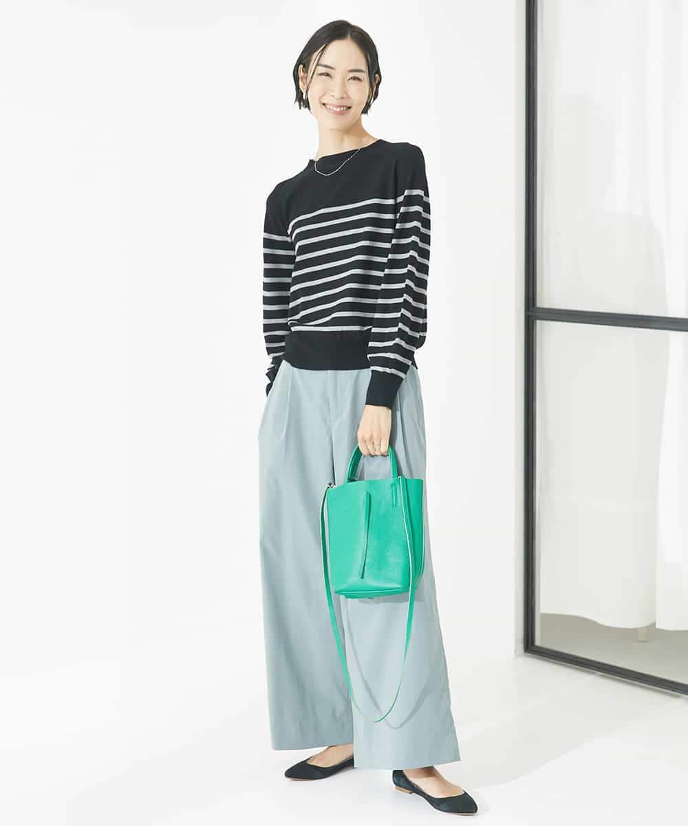 FMFAA15190 MICHEL KLEIN(ミッシェルクラン) ホールガーメント(R)ボトルネックニット ブラック×ベージュ