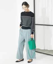 FMFAA15190 MICHEL KLEIN(ミッシェルクラン) ホールガーメント(R)ボトルネックニット ブラック×ベージュ