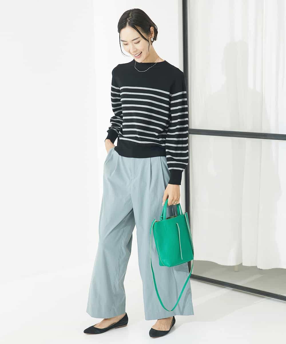 FMFAA15190 MICHEL KLEIN(ミッシェルクラン) ホールガーメント(R)ボトルネックニット ブラック×ベージュ