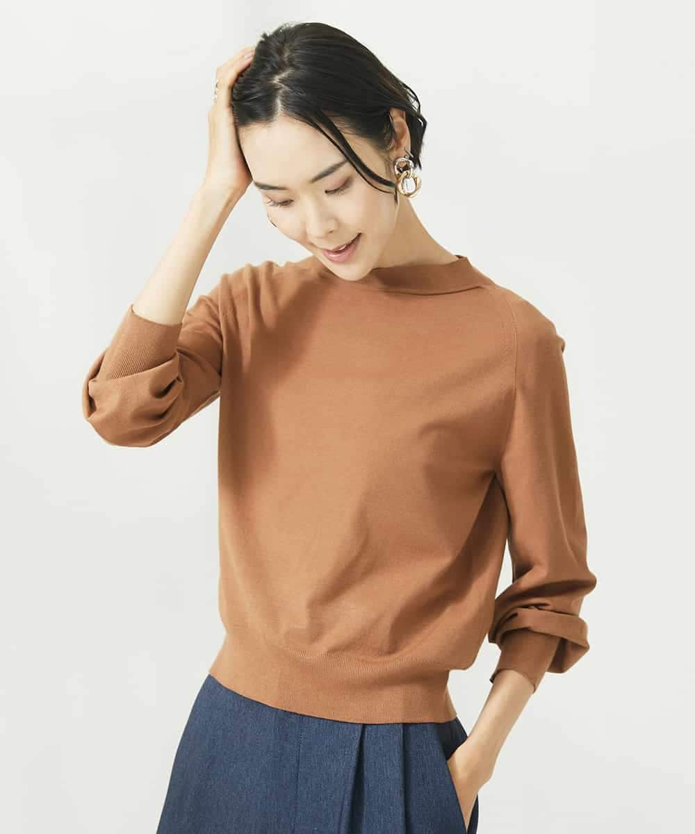 FMFAA15190 MICHEL KLEIN(ミッシェルクラン) ホールガーメント(R)ボトルネックニット ブラック×ベージュ