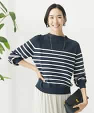 FMFAA15190 MICHEL KLEIN(ミッシェルクラン) ホールガーメント(R)ボトルネックニット ブラック×ベージュ