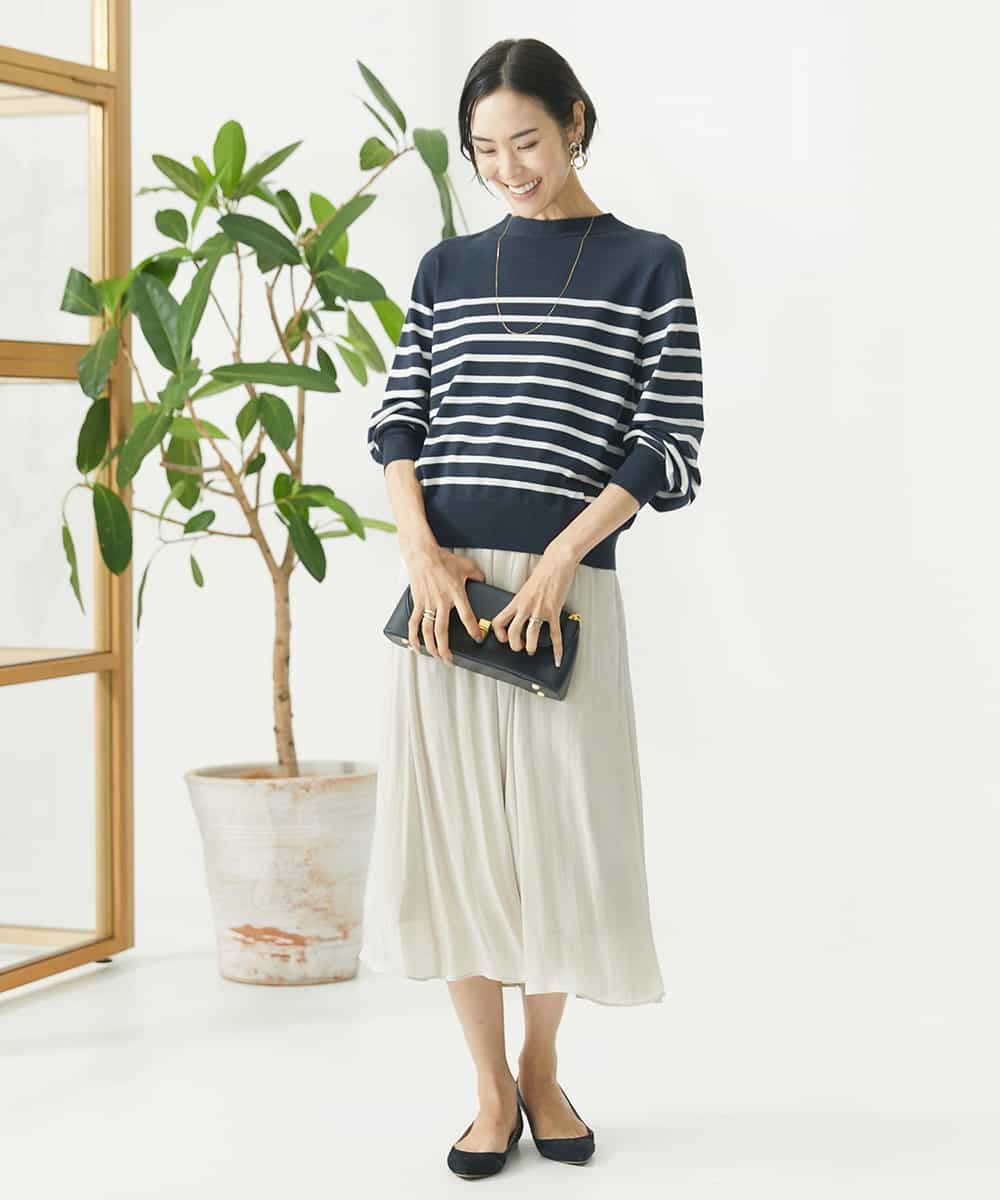 FMFAA15190 MICHEL KLEIN(ミッシェルクラン) ホールガーメント(R)ボトルネックニット ブラック×ベージュ