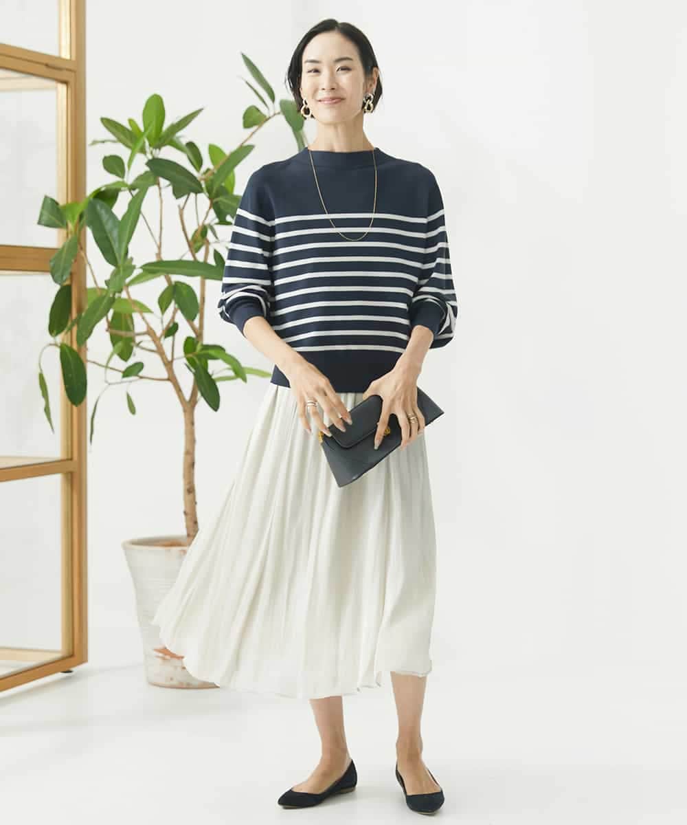 FMFAA15190 MICHEL KLEIN(ミッシェルクラン) ホールガーメント(R)ボトルネックニット ブラック×ベージュ