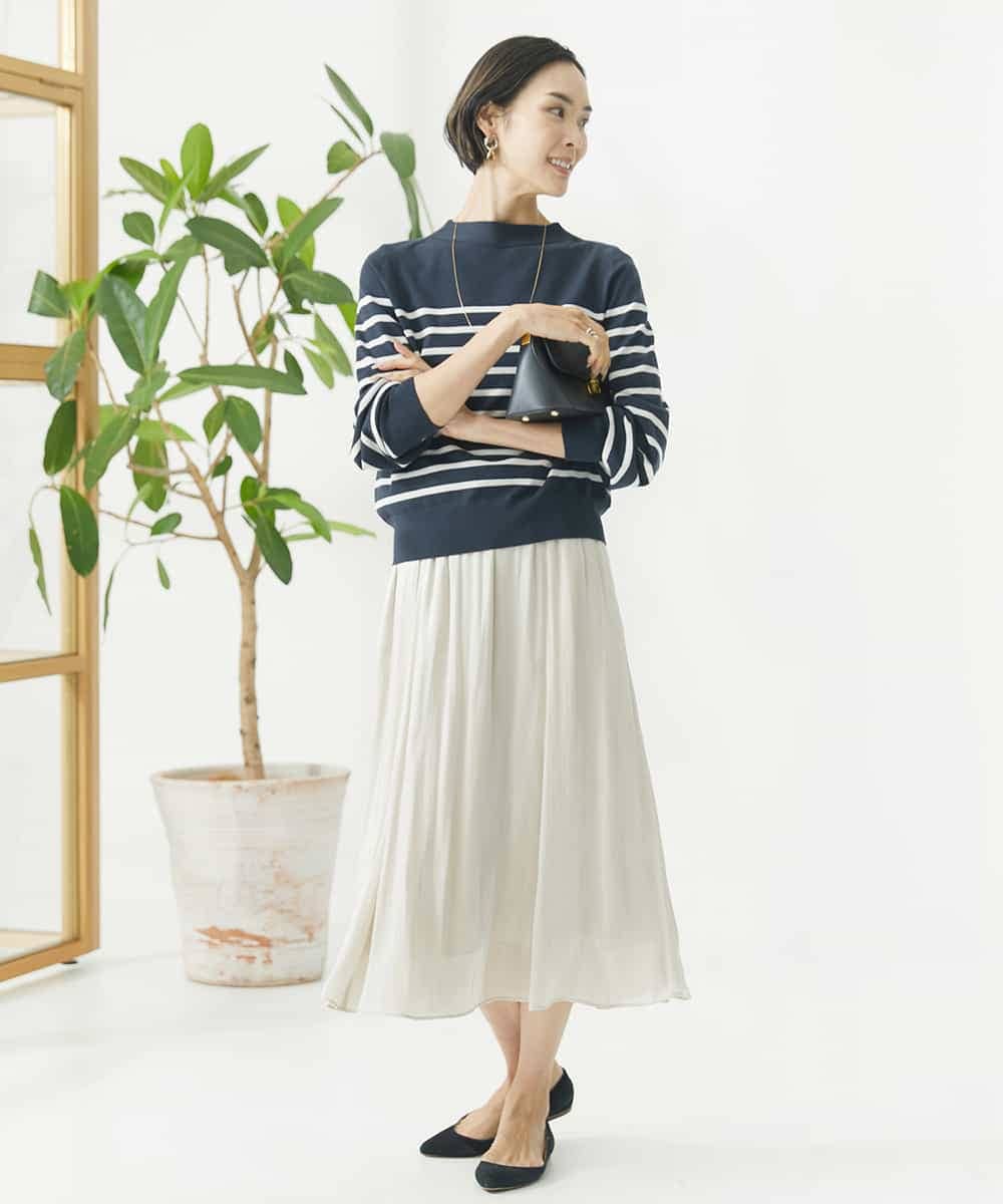 FMFAA15190 MICHEL KLEIN(ミッシェルクラン) ホールガーメント(R)ボトルネックニット ブラック×ベージュ