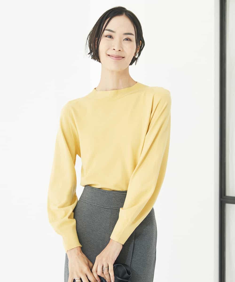 FMFAA15190 MICHEL KLEIN(ミッシェルクラン) ホールガーメント(R)ボトルネックニット ブラック×ベージュ