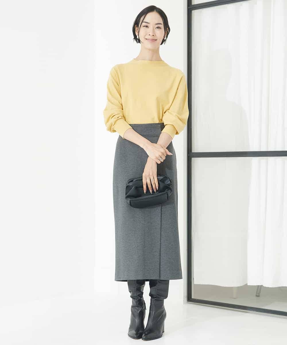 FMFAA15190 MICHEL KLEIN(ミッシェルクラン) ホールガーメント(R)ボトルネックニット ブラック×ベージュ