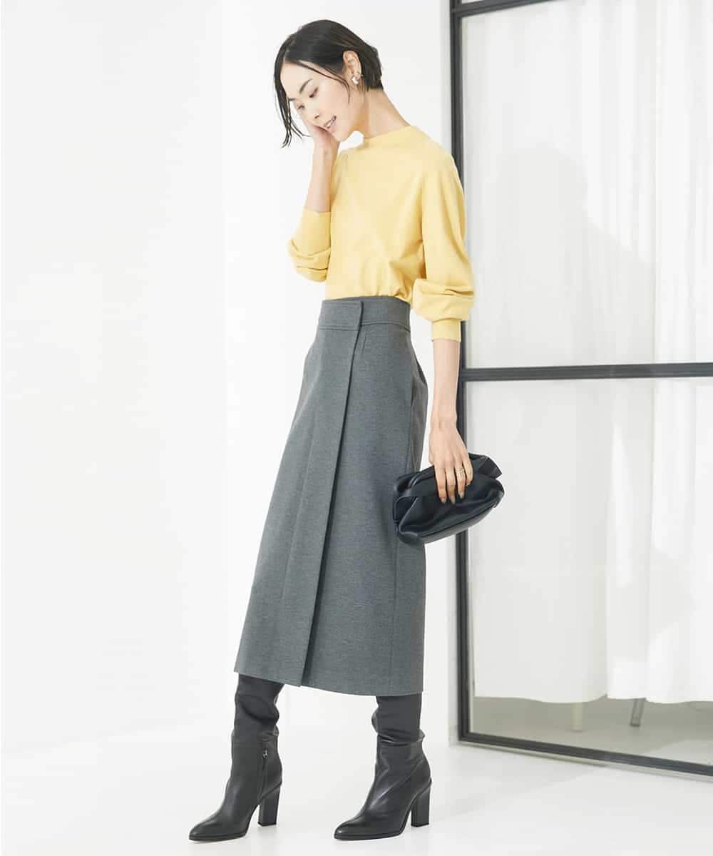 FMFAA15190 MICHEL KLEIN(ミッシェルクラン) ホールガーメント(R)ボトルネックニット ブラック×ベージュ