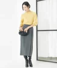 FMFAA15190 MICHEL KLEIN(ミッシェルクラン) ホールガーメント(R)ボトルネックニット ブラック×ベージュ