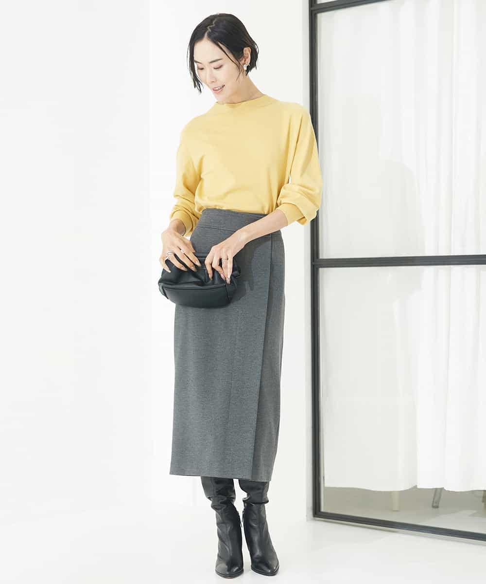 FMFAA15190 MICHEL KLEIN(ミッシェルクラン) ホールガーメント(R)ボトルネックニット ブラック×ベージュ
