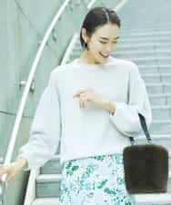 FMFAA50220 MICHEL KLEIN(ミッシェルクラン) パフスリーブラメニット ベージュ